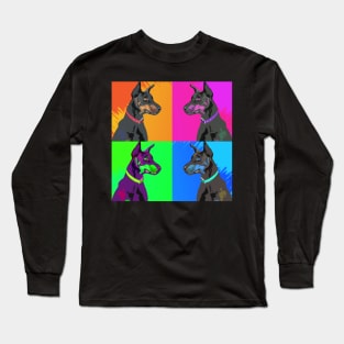 Doberman color squares Long Sleeve T-Shirt